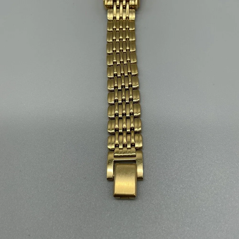 Armitron Diamond 26/5182 Womens Watch 17mm Black Gold Tone New Battery 7.25